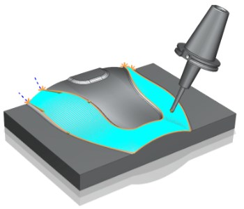 NX CAM 5 assi I percorsi utensile Curve guida seguono il flusso della topografia di superficie per superfici più lisce